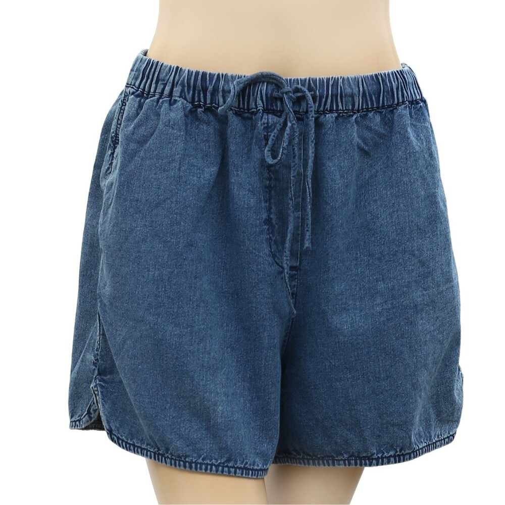 Nili Lotan Tilly Cotton Chambray Denim Shorts High Waisted Pull-On S 287669 View 5
